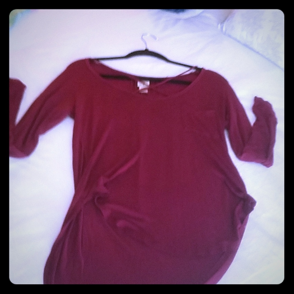 Self Esteem Maroon asymmetrical hemline top